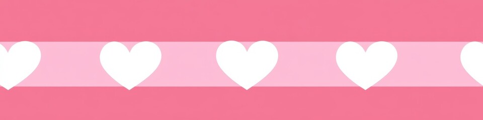 Valentine's Day Border with Pink and White Hearts.