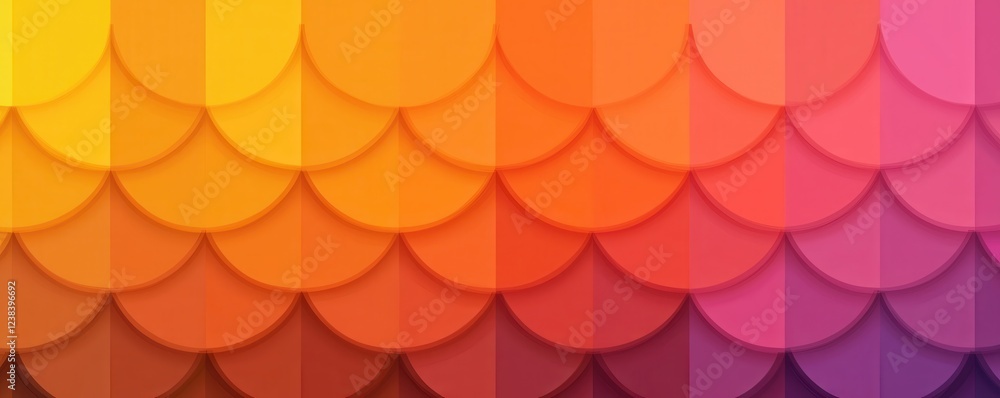 Poster abstract warm colored scallop pattern background design geometric shapes gradient hues