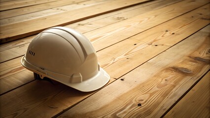 Ensuring safety hard hat on wooden surface construction site still life photography indoor close-up