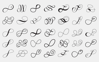 elegant ink swirls and decorative calligraphy ornaments.hand-drawn calligraphic flourish elements collection
