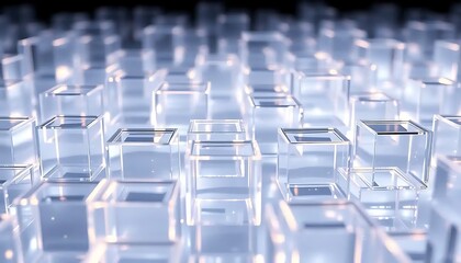 Obraz premium Transparent Cubes Array Abstract Glass Structure