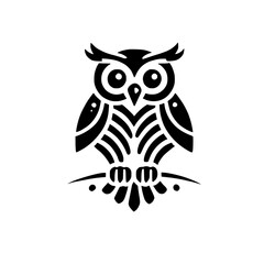 Geometric Owl: Black and White Minimalist Bird Design. Perfect for nature lovers and graphic design enthusiasts. A symbol of wisdom and the night.