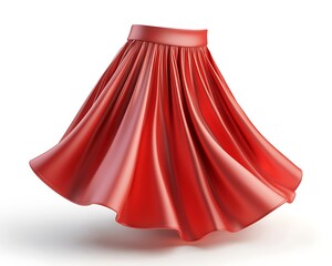 Vibrant red pleated skirt displayed on a white background.