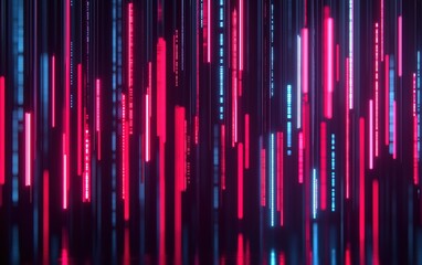 Fototapeta premium Abstract Digital Light Patterns with Red and Blue Colors