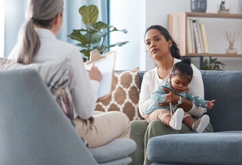 Counseling, therapy and advice with baby and mother for postpartum depression, psychology and...