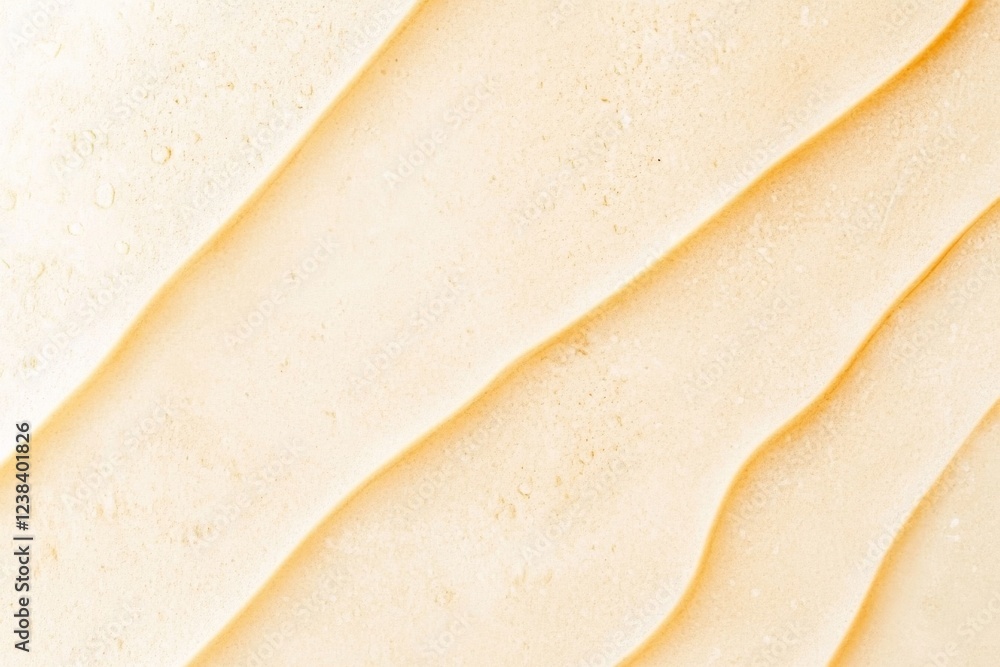 Poster a close-up image showcasing smooth, wavy layers of a pale, soft material, creating a subtle and sere