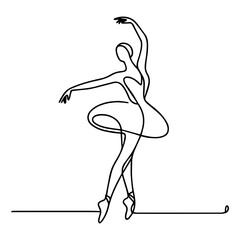 Line drawing of ballerina dancing gracefully on stage