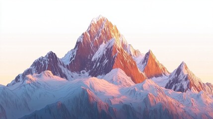 Fototapeta premium Majestic Snow-Capped Mountain Under Soft Sunrise Light