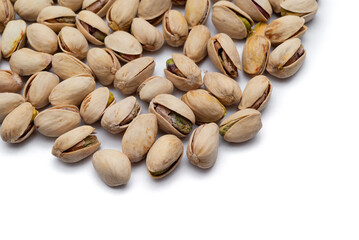 pistachio nuts on white background
