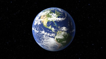 Obraz premium Stunning View of Earth from Space with Detailed Land and Ocean Features Against a Starry Background