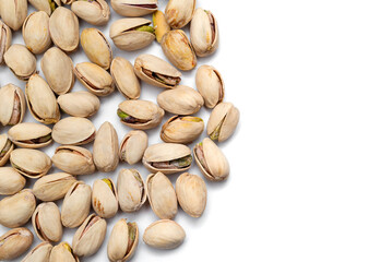 pistachio nuts on white background