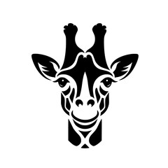 Fototapeta premium Elegant Giraffe Portrait: A Stunning Black and White Vector Illustration of African Wildlife
