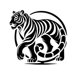 Striking Black and White Tiger Design: A Bold Vector Illustration of a Majestic Beast. Perfect for Graphic Design, Tattoos, and Nature-Inspired Art.