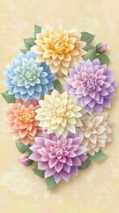 Pastel Dahlias Floral Arrangement Soft Bloom Bouquet Elegant Spring Flowers