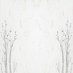 A minimalistic design featuring delicate, slender branches with small buds against a soft white background, creating an elegant and serene aesthetic.