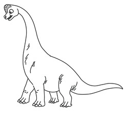 Cute cartoon hand drawn vector Dinosaur Brachiosaurus  outline.
