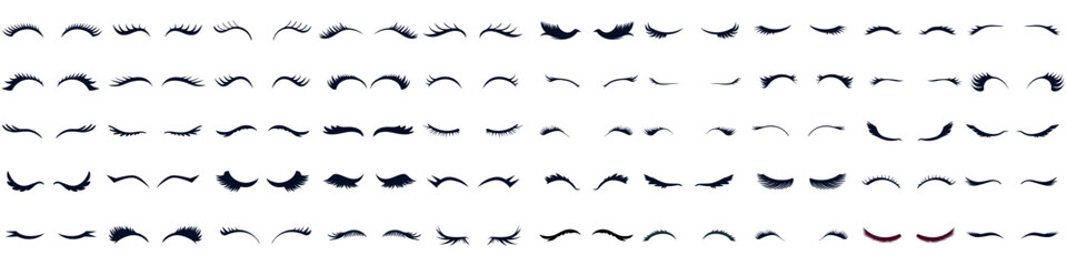 Eyelashes icon vector set. Closed eyes illustration sign collection. Makeup symbol or logo.