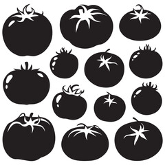 Tomato icon vector illustration isolated on white.Tomato stencil logo. Vegetable silhouette symbol. Template for laser cutting wall art.