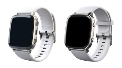Smart watch with white strap isolated 
