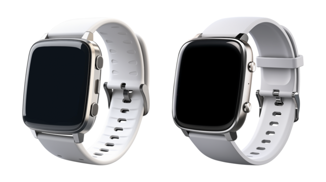 Smart watch with white strap isolated 