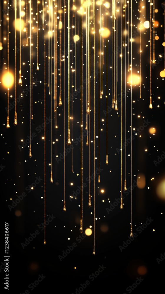 Poster elegant golden light strings on a dark background