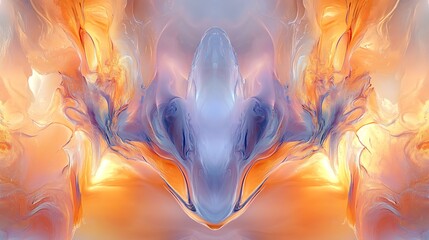 Abstract Fluid Art Painting Orange and Blue Hues