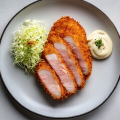 crispy golden brown flat ham katsu Japanese