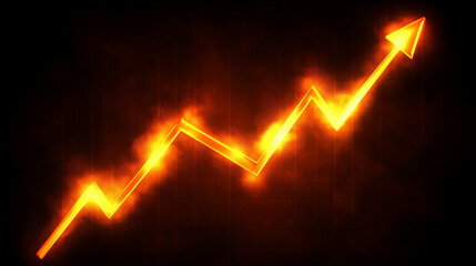 Abstract glowing graph with rising trend line symbolizing business growth and data-driven success.