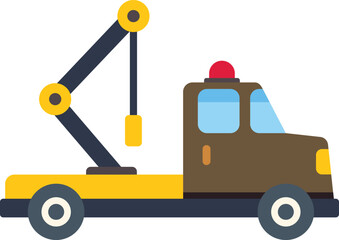 Side view of a tow truck with a crane lifting mechanism, ready for roadside assistance and vehicle recovery