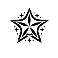 Geometric Star: Abstract Black and White Minimalist Design. Perfect for logos, branding, and decoration.  Simple, elegant, and modern graphic resource.
