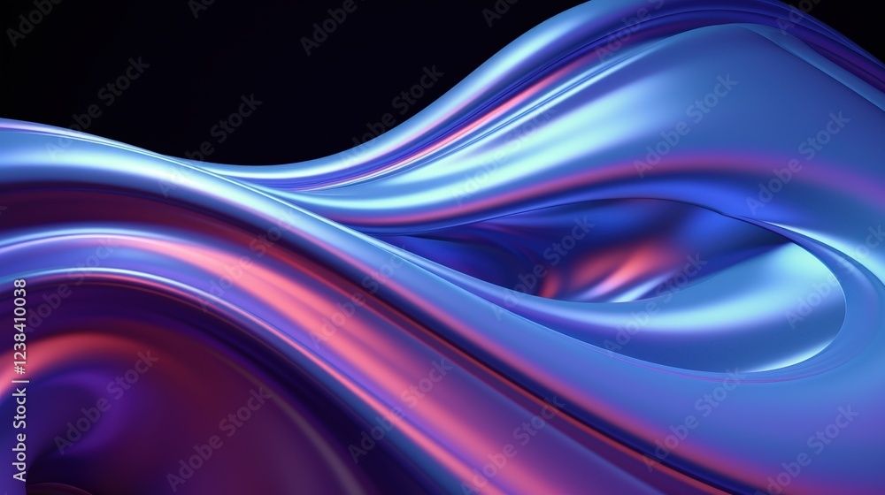 Poster dynamic fluid abstract background in 3d render with smooth waves and reflective surfaces for creativ