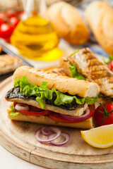 Traditional Turkish sandwich with a scorched mackerel