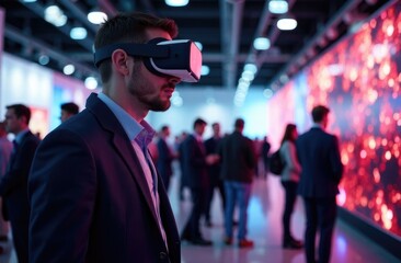 An expert demonstrating VR technologies at the exhibition