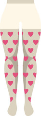 Woman legs wearing fashion heart printed tights or stockings icon vector illustration isolated on white background