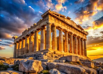 Obraz premium Ancient Athens: The Acropolis and Parthenon Temple, Greece