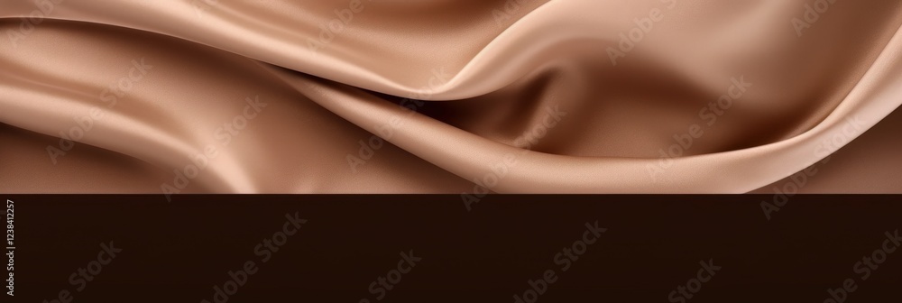 Poster elegant textured brown fabric draped smoothly over dark surface, creating a luxurious visual appeal 