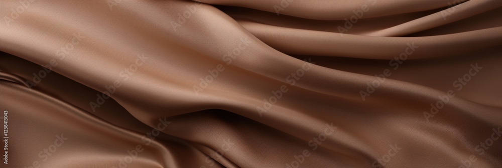 Poster smooth and lustrous brown cloth with elegant drapes creating a soft texture ideal for fashion and in