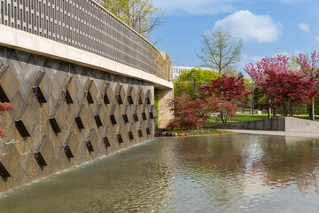 Japanese courtyard in city park 