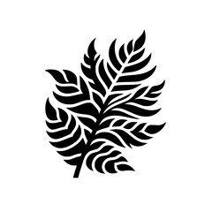 Monochrome Botanical Leaf Illustration: Elegant Black and White Fern Silhouette for Decor and Design