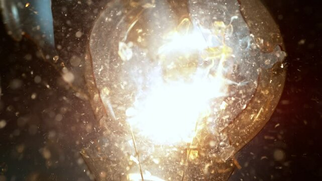 Super slow motion of light bulb exploding at 1000 frames per second