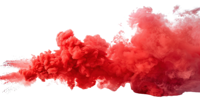 Red ink cloud spreading on transparent background