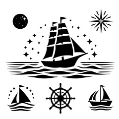 Majestic Sailing Ship at Night: A Nautical Adventure under the Stars
