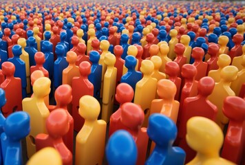 Obraz premium Diverse Crowd of Colorful Figures Representing Inclusion