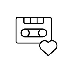 Love cassette outline icons, minimalist vector illustration ,simple transparent graphic element .Isolated on white background