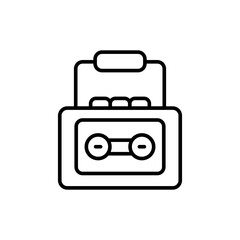Cassette player outline icons, minimalist vector illustration ,simple transparent graphic element .Isolated on white background