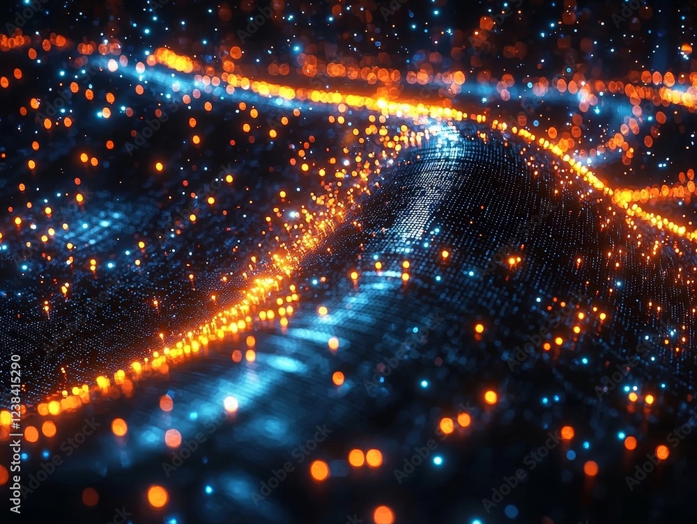 Aufkleber sleek digital twin visualization of a futuristic supply chain network with glowing 3d models and ana
