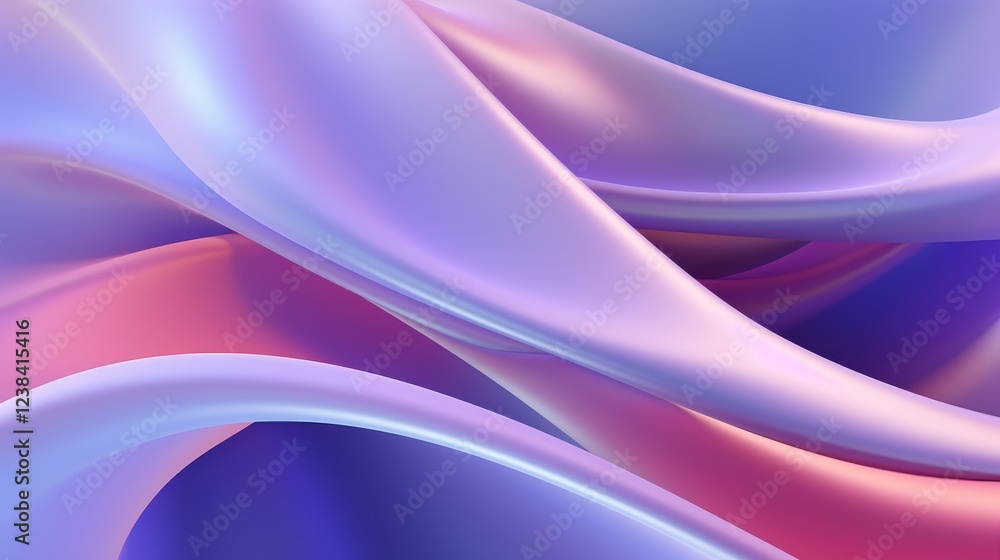 Poster abstract fluid iridescent waves in soft pink and blue tones creating a dreamy aesthetic background f