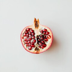 Juicy Red Pomegranate Fruit Slice food isolated eg transparent background