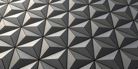 Abstract Geometric Pattern of Interlocking Triangular Forms in Shades of Gray