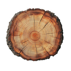 Tree Trunk Cross Section with Growth Rings. Natural Wood Log Slice. Wooden Tree Ring, Cedar wood slice png isolated